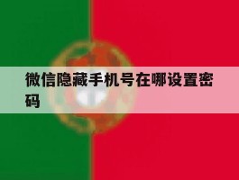 微信隐藏手机号在哪设置密码