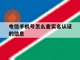电信手机号怎么查实名认证的信息