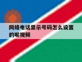 网络电话显示号码怎么设置的呢视频