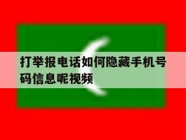 打举报电话如何隐藏手机号码信息呢视频
