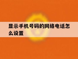 显示手机号码的网络电话怎么设置