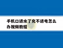 手机口进水了充不进电怎么办视频教程