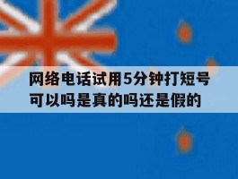 网络电话试用5分钟打短号可以吗是真的吗还是假的的简单介绍
