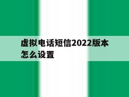 虚拟电话短信2022版本怎么设置