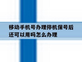 包含移动手机号办理停机保号后还可以用吗怎么办理的词条