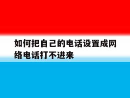 如何把自己的电话设置成网络电话打不进来