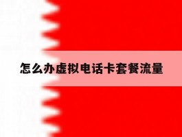 关于怎么办虚拟电话卡套餐流量的信息