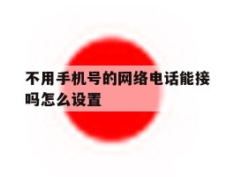 不用手机号的网络电话能接吗怎么设置