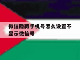 微信隐藏手机号怎么设置不显示微信号