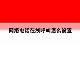 网络电话在线呼叫怎么设置