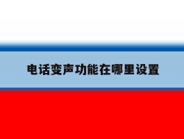 电话变声功能在哪里设置