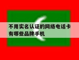 不用实名认证的网络电话卡有哪些品牌手机的简单介绍