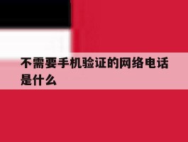 不需要手机验证的网络电话是什么