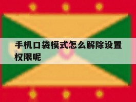手机口袋模式怎么解除设置权限呢