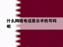 什么网络电话显示手机号码呢