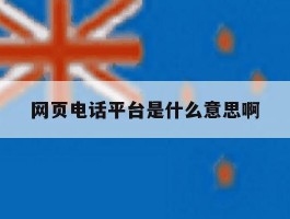 网页电话平台是什么意思啊